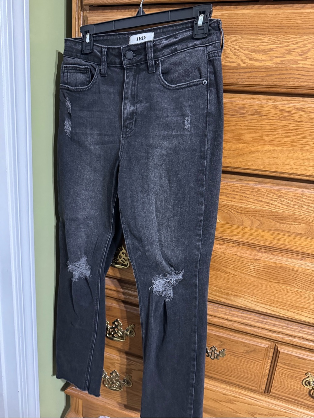 Just Black Washed Black Straight-Leg Distressed Jeans